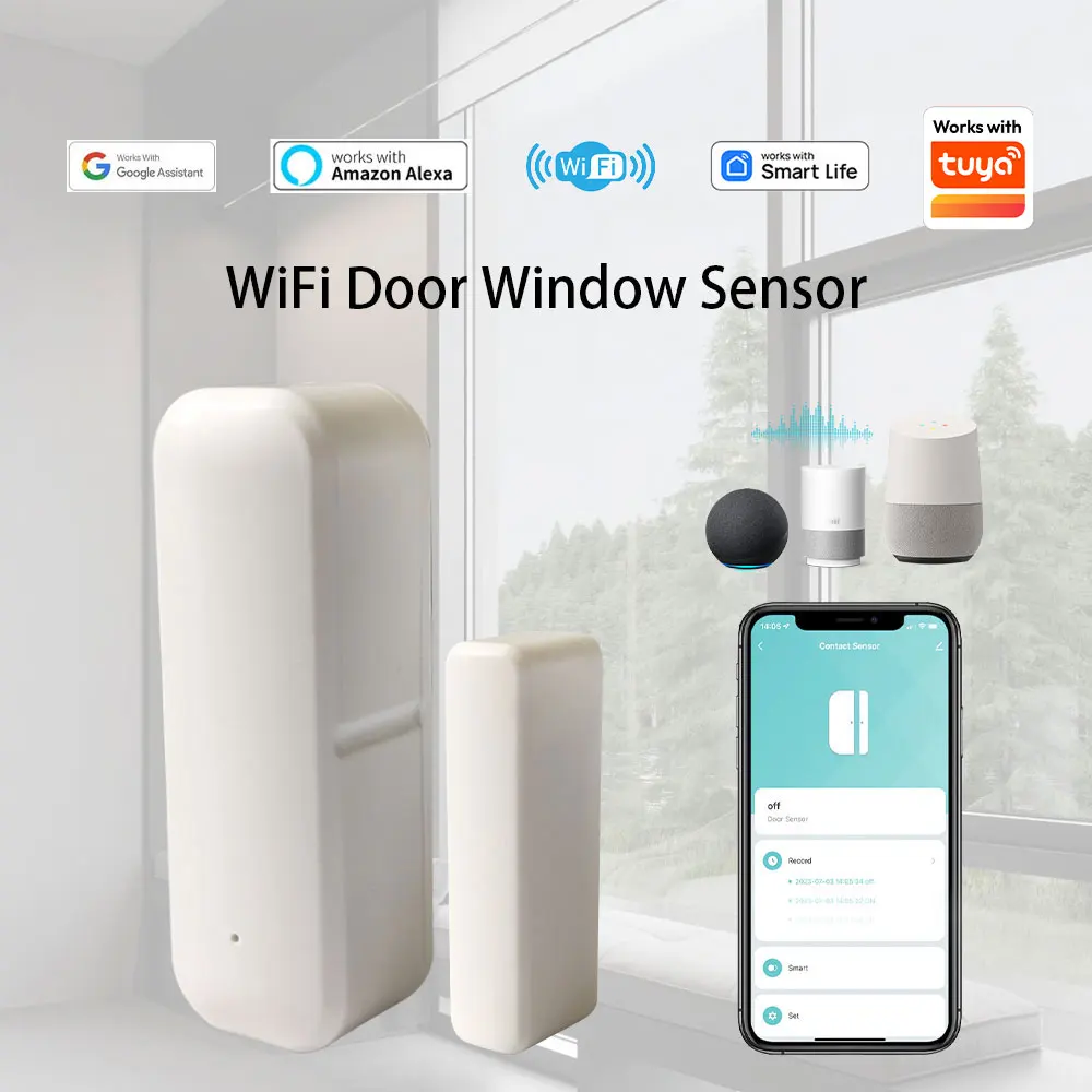 

WiFi Door Sensor Window Sensor Smart Home Wireless Door Detector Smart Life for tuya APP Remote Control for Alexa Google Home