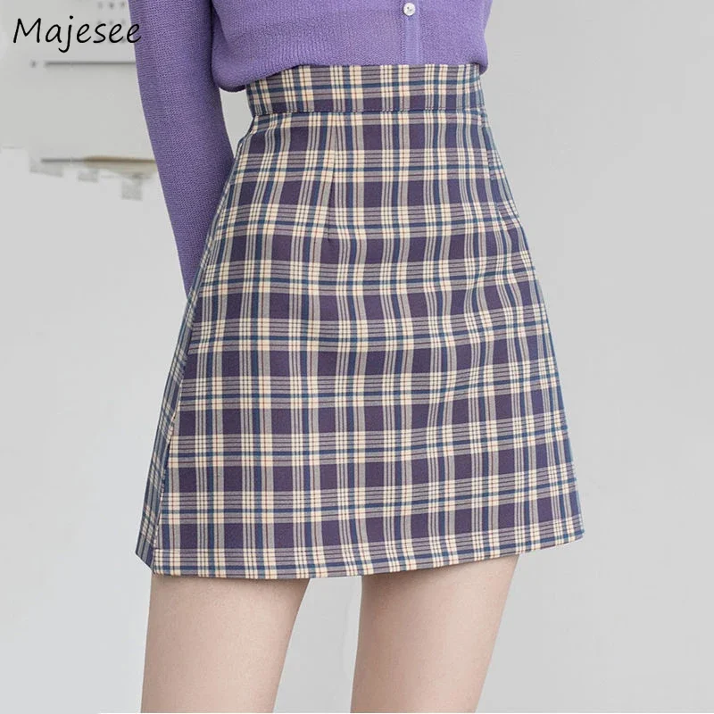 

Skirts Women Retro Plaid High Waist Mini Skirt Harajuku Female 2020 Korean Style Chic A-Line Womens All Match Elegant Lovely New