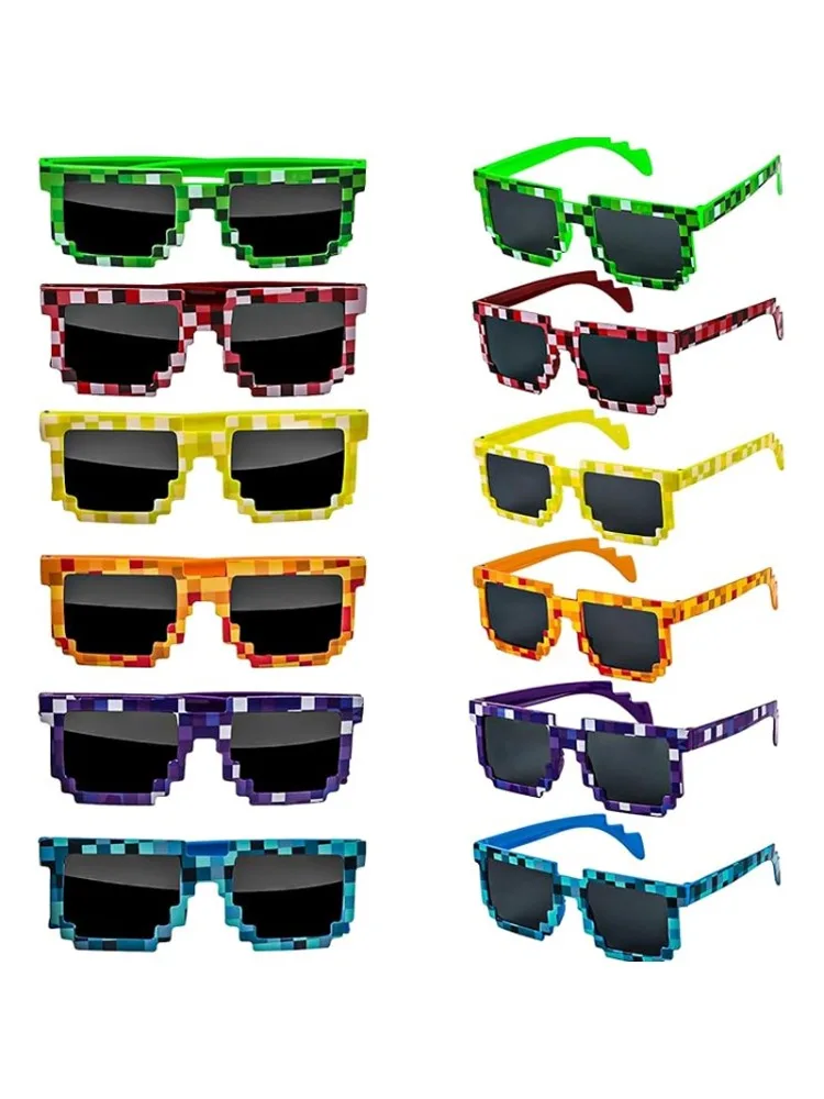 Lunettes de soleil Pixel rétro pour adultes, garçons et filles, accessoires Photo, fournitures de fête d'anniversaire, 1 à 12 pièces