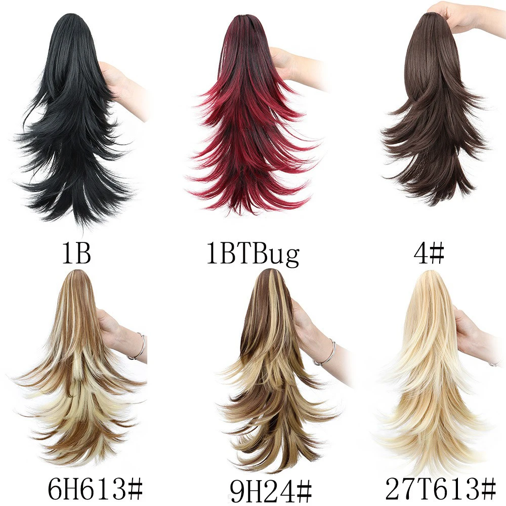 35CM pince à griffe synthétique sur Extension queue de cheval Extensions de cheveux naturels postiche de poney résistante à la chaleur pour les femmes