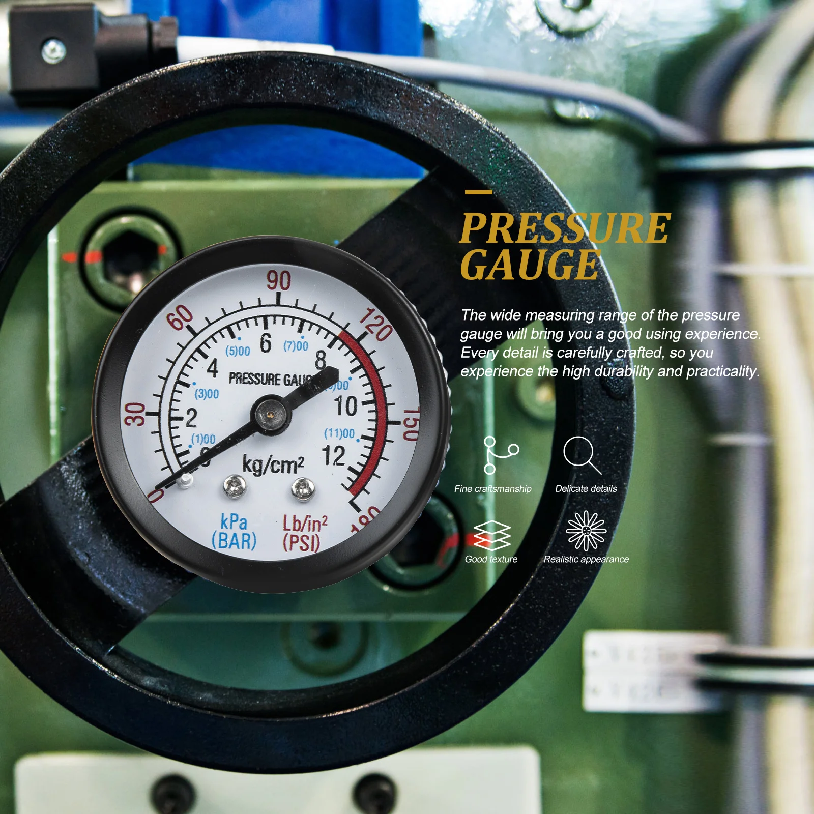 

2Pcs Pressure Gauge Accessories Resistant Air Compressor Tank 0 180psi Water Oil Liquid Dial Practical