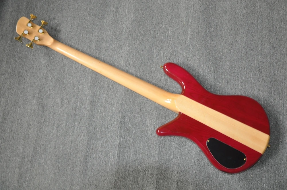 Pink 4 Strings Electric Bass Guitar with Neck Through Body,Gold Hardware,Provide customized service view 3