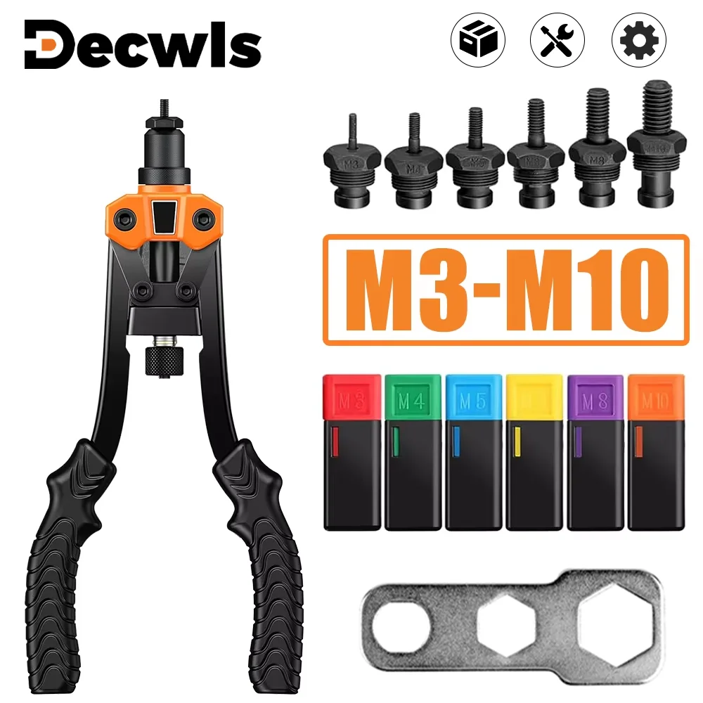 مسدس برشام يدوي، أداة تثبيت صواميل يدوية منزلية، أداة تثبيت متعددة المواصفات M3 M4 M5 M6 M8 M10، آلة تثبيت لاسلكية، مسدس برشام بمقبض مزدوج