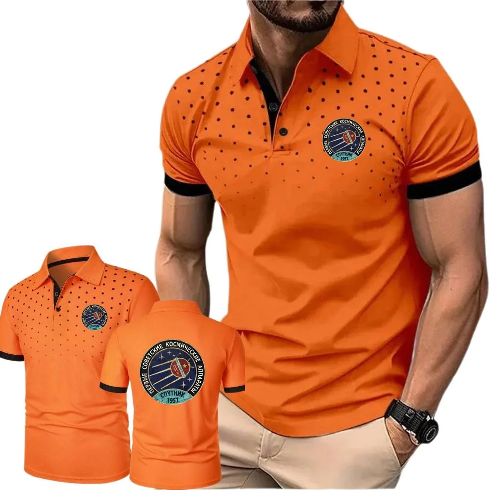 Youth Polo Shirt Mens Cycling Sports Short Sleeved Tshirt Lightweight Breathable Shirts Button CCCP Space Exploration Programs