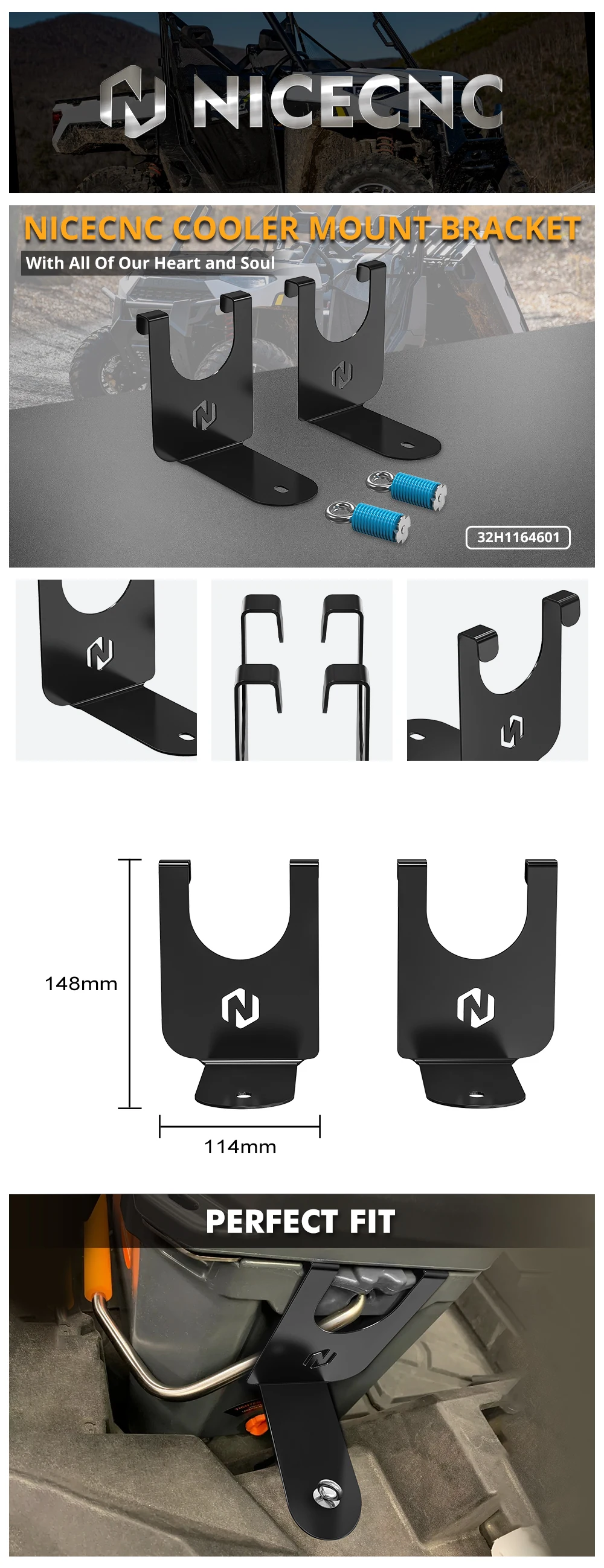 NICECNC Kühlerhalterungen für Polaris RZR 1000 XP 2021 Neuer Ozark 26qt Kühler mit Ablassstopfen Kühlerhalterungs-Kit passend für UTV-Zubehör – Detail 2