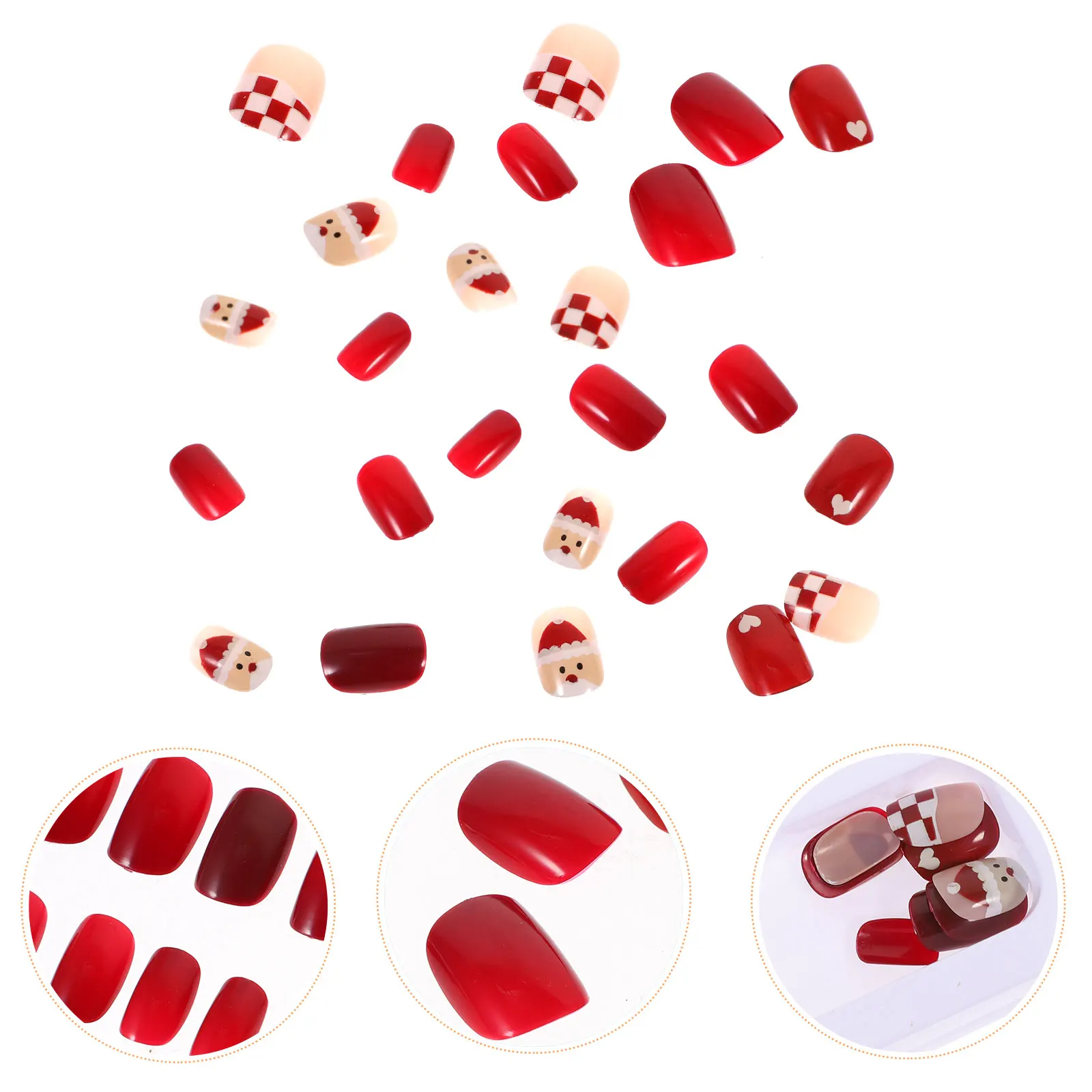 

24Pcs False Nails Artificial Tips Pre Snowflake Christmas Stickers 1 8cm 0 7cm Fit Nail Art Accessories Non Toxic