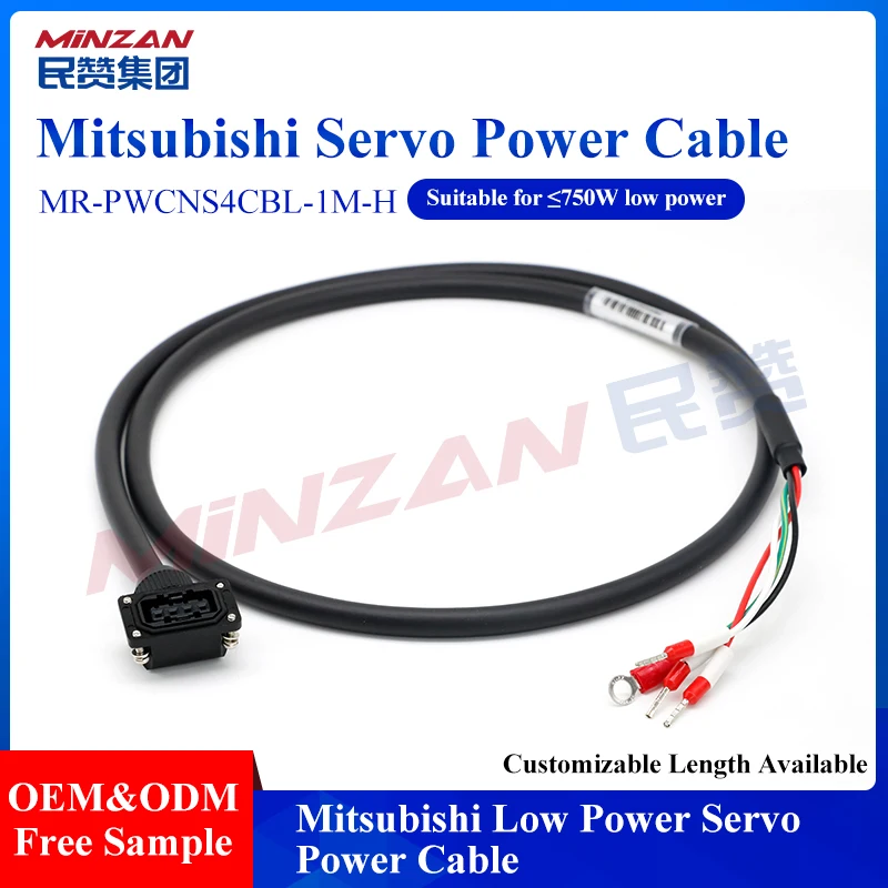 

For Mitsubishi J3 J4 JE Servo Motor Power Cable Industrial High Flexibility Cable MR-PWS1CBL1M-A1-H Suitable For 750W Low Power