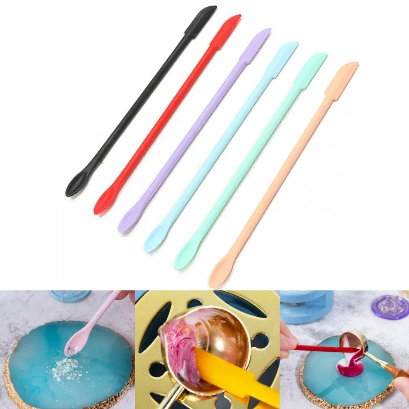 Double-Headed Seal Wax Stamp Scraper Cleaning Silicone Spoon Tool DIY Epoxy Resin Decoration Powder Multifunctional Dip Spoon