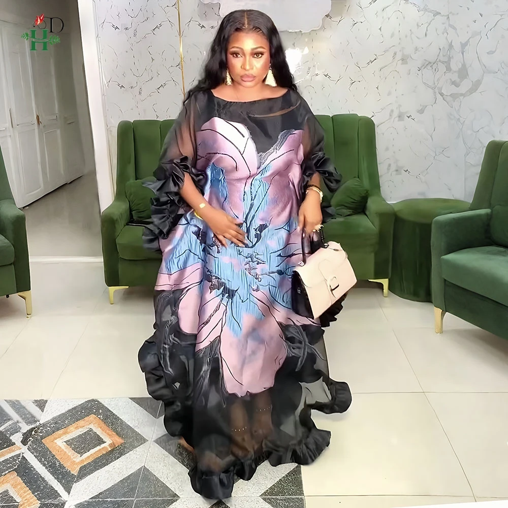 

Африканская одежда больших размеров, женский халат, золотые украшения, платье Bubu с рюшами и отделкой, BouBou Djellaba для свадебной вечеринки, собраний