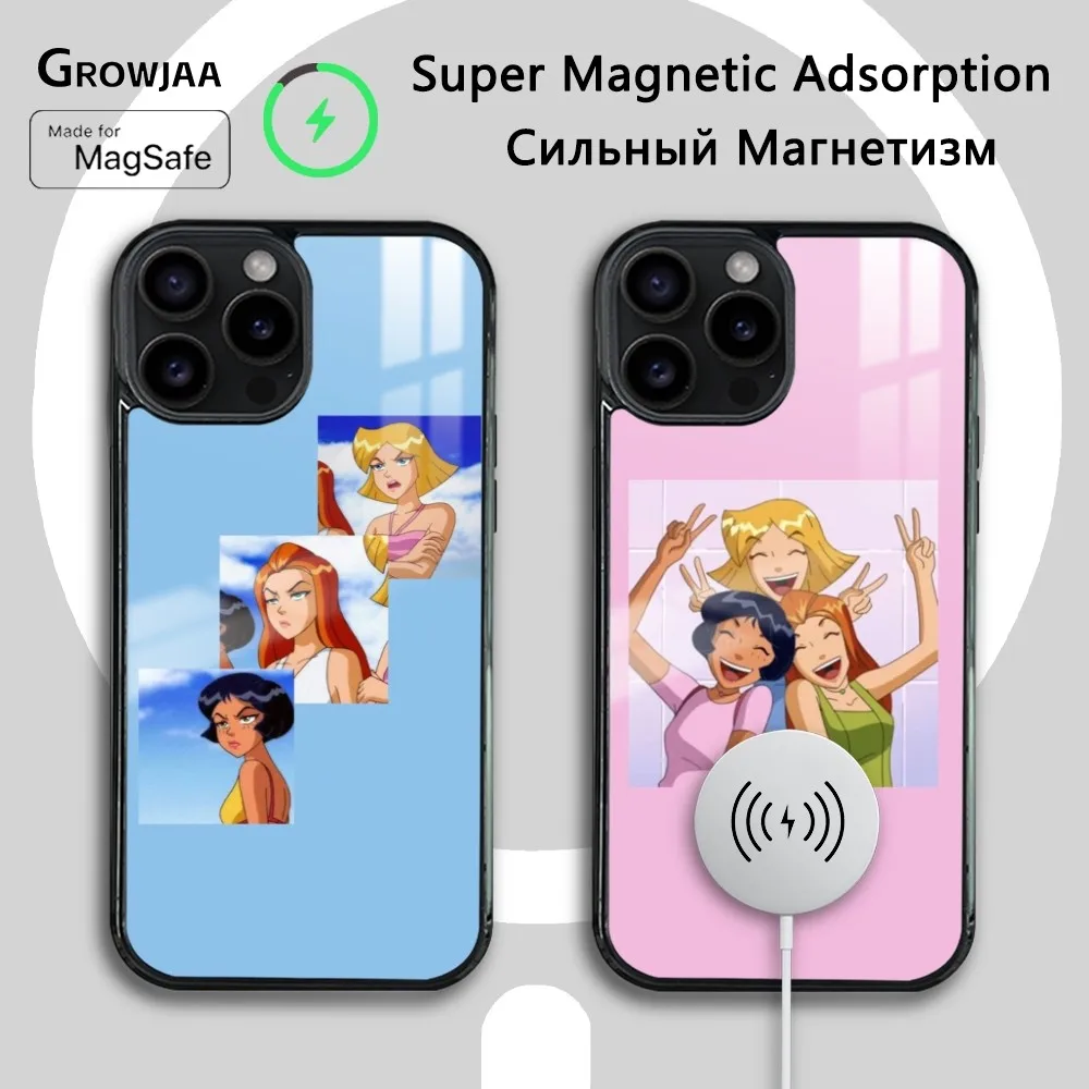 Totally Spies Cartoon Phone Case For iPhone 16 15 14 13 12 11 Pro Max Plus Mini Magsafe Mirror Wireless Magnetic Cover