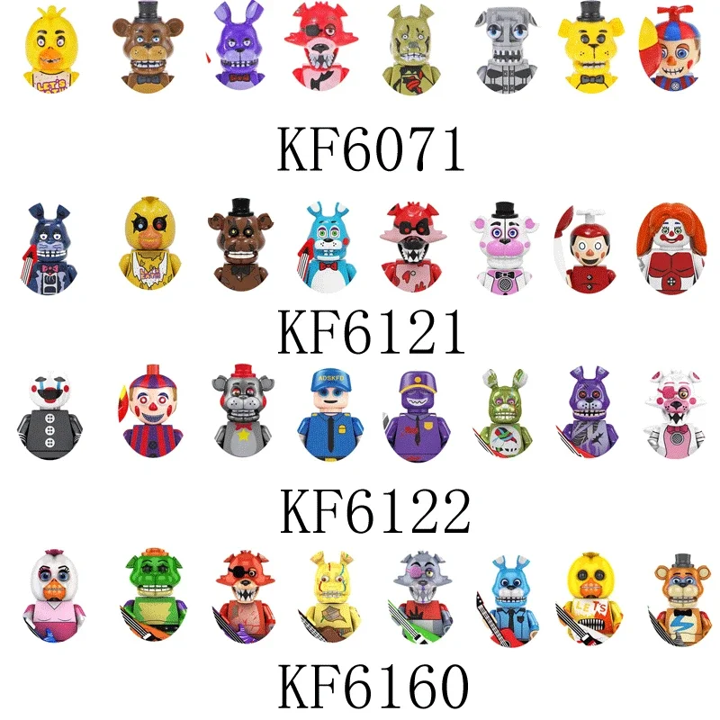 Cartoon FNAF Five Nights at Freddys Building Blocks bambole di mattoni Mini Action Toy figure assemblare regali di festa