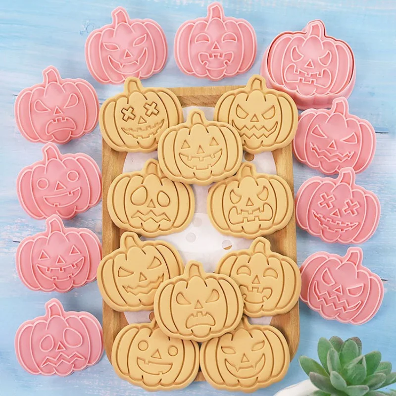 3D Halloween Ghost Pumpkin Biscuit Mold DIY Cookie Press Cutter Stamp Embosser Fondant Mould Baking Tools For Party Decoration