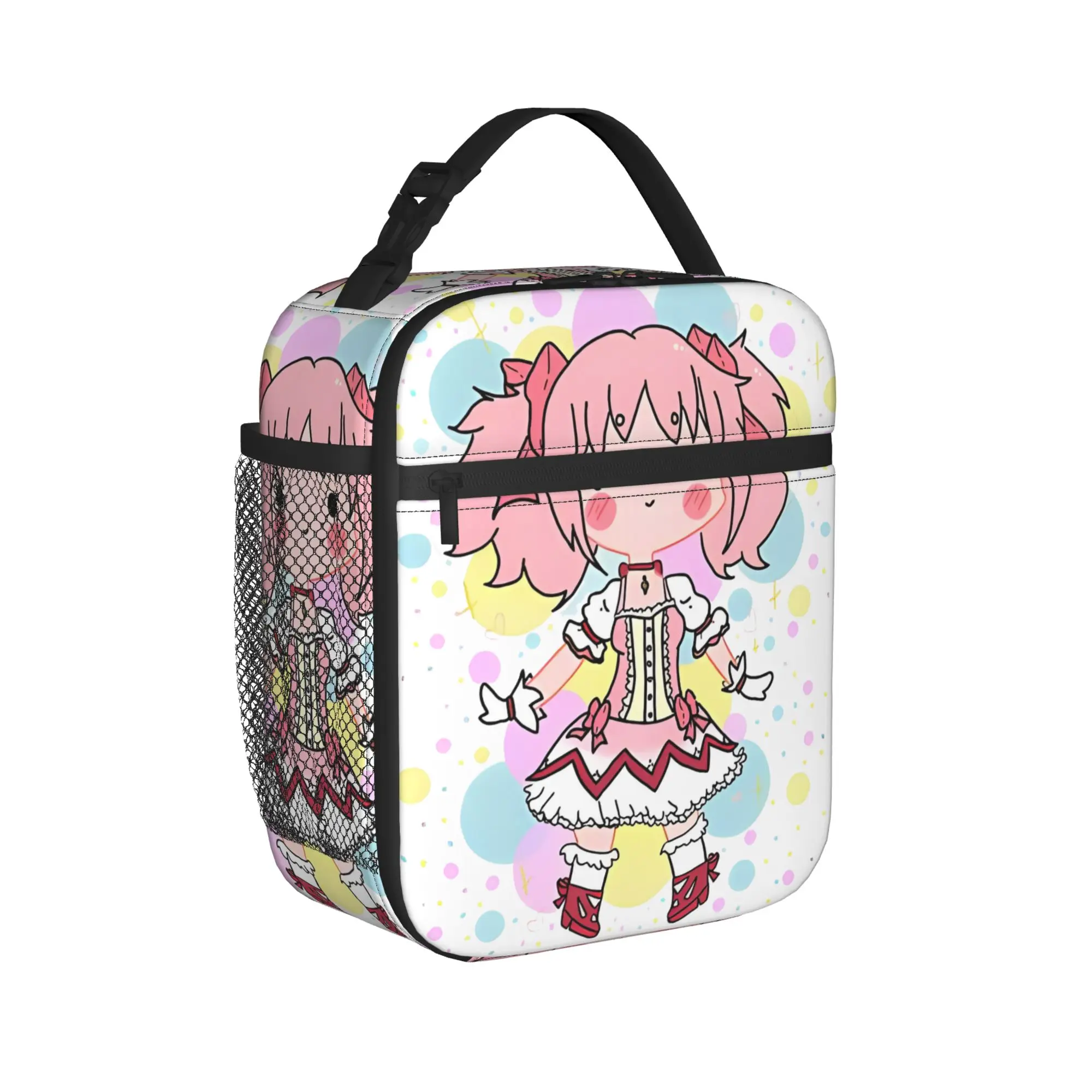 Puella Magi Madoka Magica Anime Insulated Lunch Bags Cooler Bag Meal Container Kyubey Tote Lunch Box Men Women School Picnic