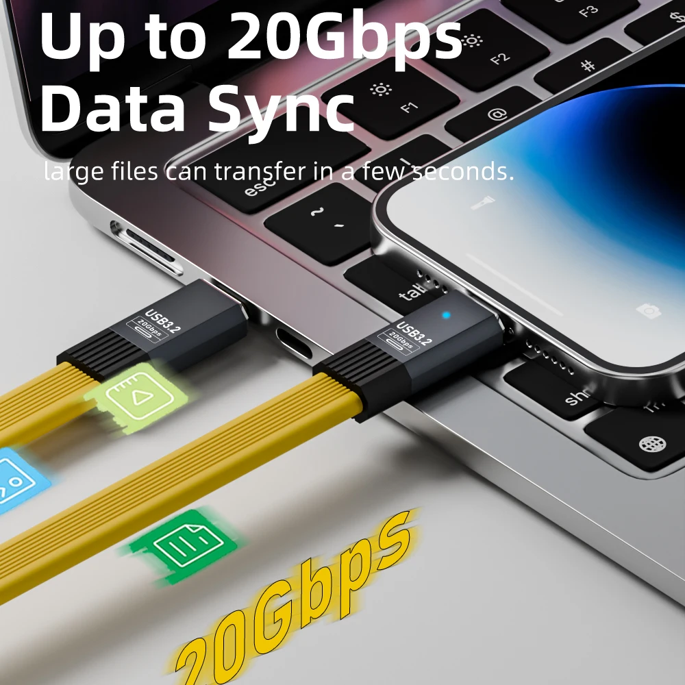 Cavo dati USB3.2 Cavo corto da USB C a tipo C da 20 Gbps ThunderBolt 3 PD 100 W 5A Cavo USB-C per iPhone 15 Pro Max SSD Power Bank