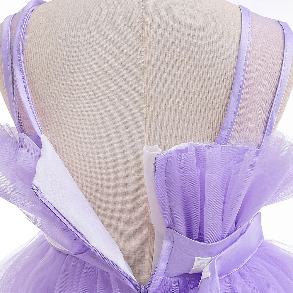 Mädchen Festkleid mit Schleppe Elegantes Tüll-Hochzeitskleid 2-8 Jahre Schleife Geburtstag Brautjungfern Prinzessinnenkleid Abendkleid Kinderkleidung – Detail 25