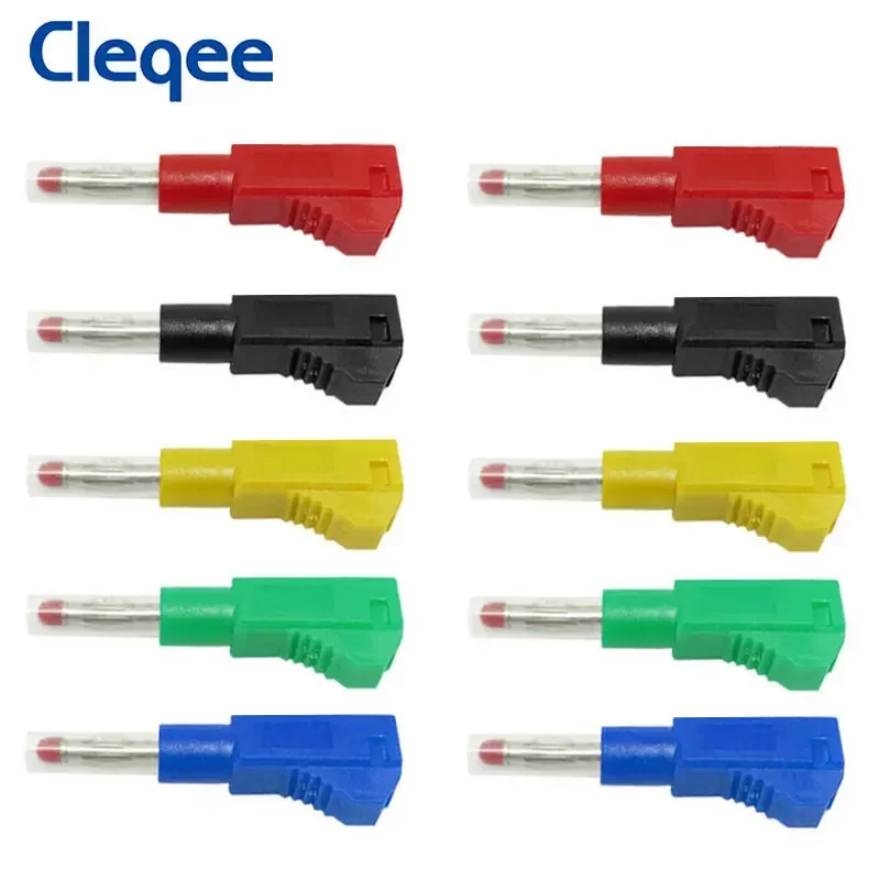 Cleqee P10043 4mm wtyczka bananowa bezpieczeństwo chowany możliwość układania w stos męski wtyk bananowy złącza elektryczne DIY narzędzia montażowe 32A