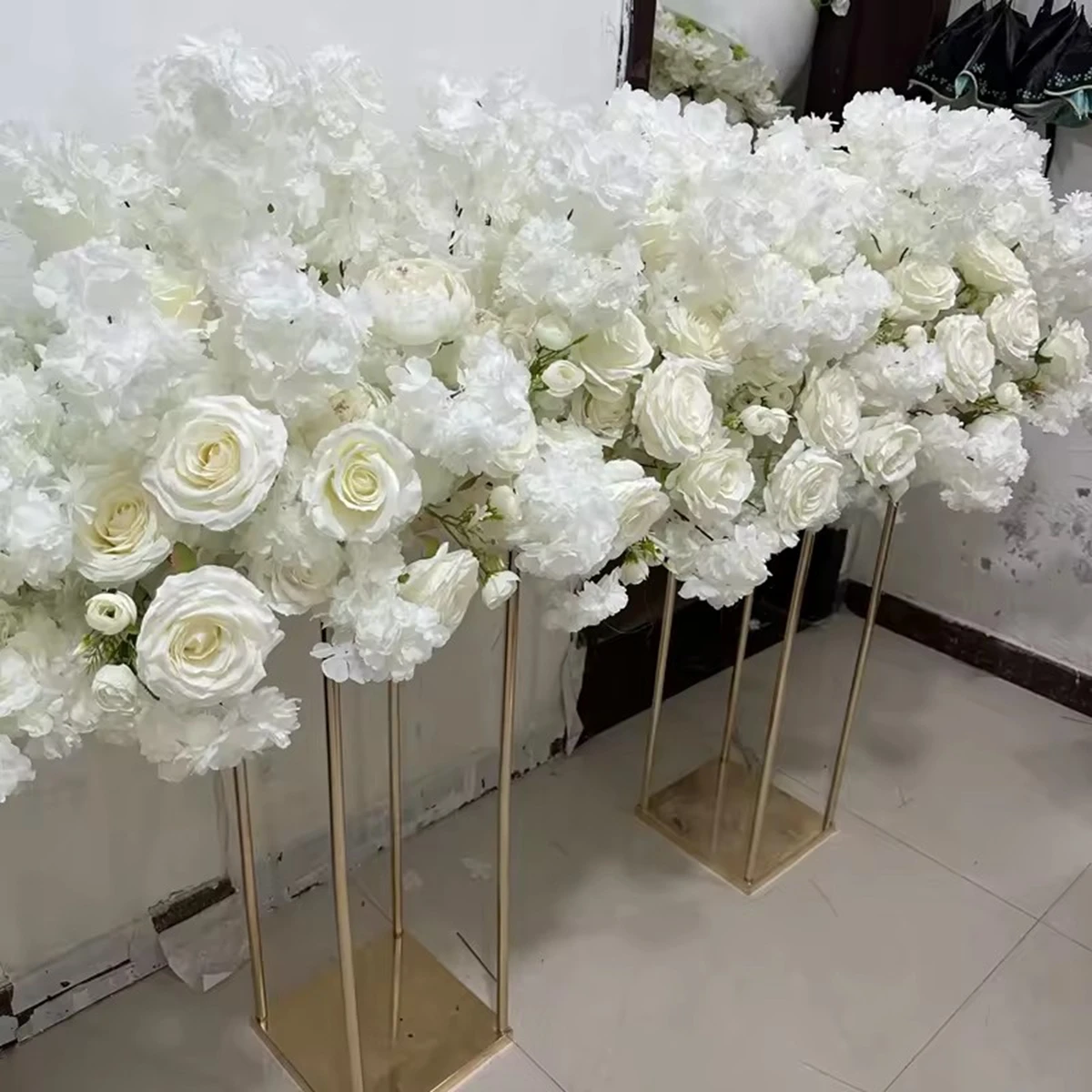 10cm to 120cm)Arch sliver /white/black /Gold Tall Centerpieces Rack Wedding Backdrop Decoration Metal Flower Display Stand image 6