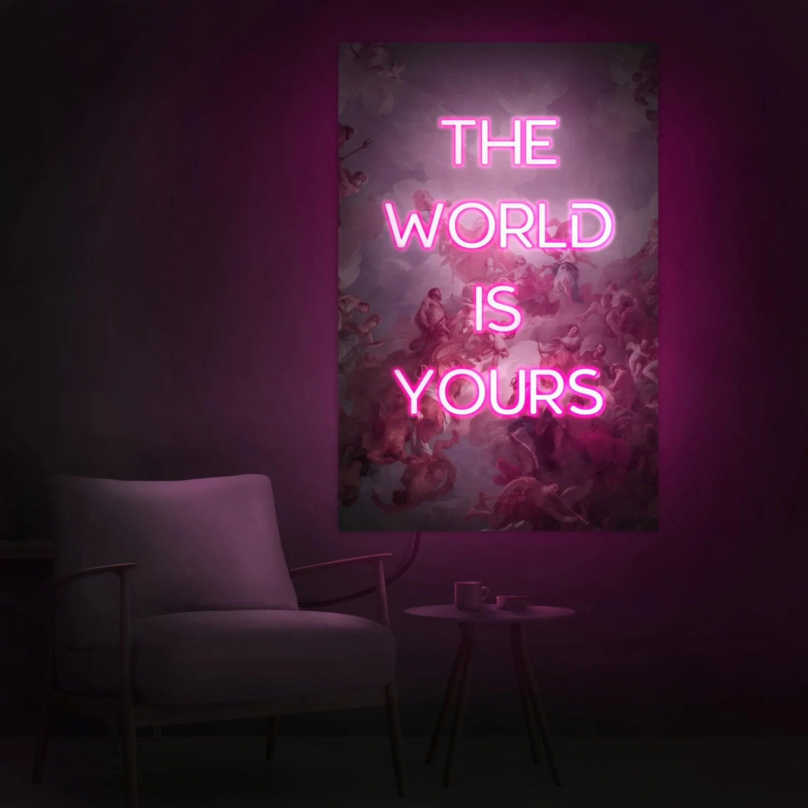 

The world is yours neon sign, UV Print Neon Sign Art print, Renaissance Neon Sign, Neon sign pop art, World is yours decor