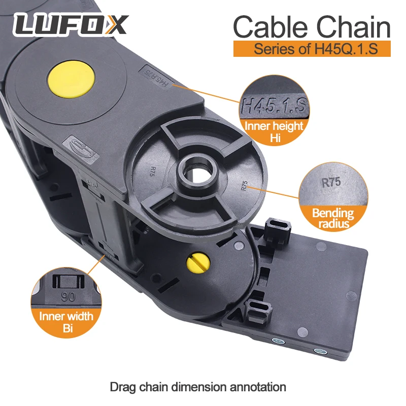Picture 4: High quality 1-meter cable drag chain. Series of H45Q.1.S-Bridge type open of both side