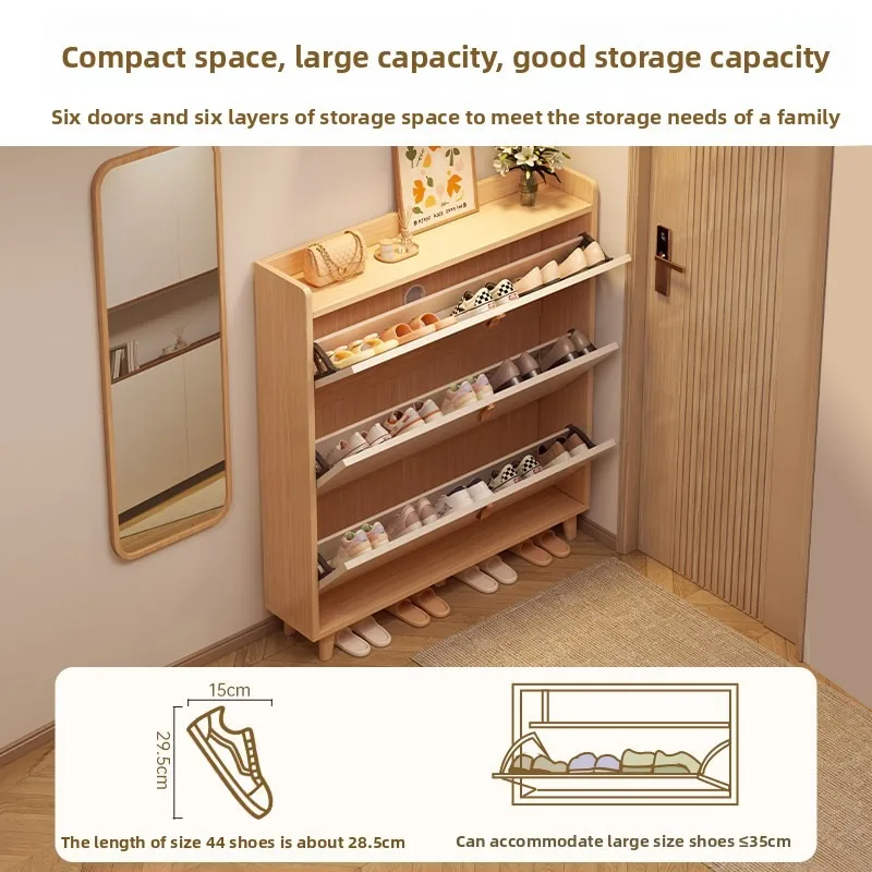 Ultra Thin Shoe Cabinet Entryway Storage Organizer Integrated Living Room Floor Standing Wall Mounted Shoes Rack Shoes Cabinet