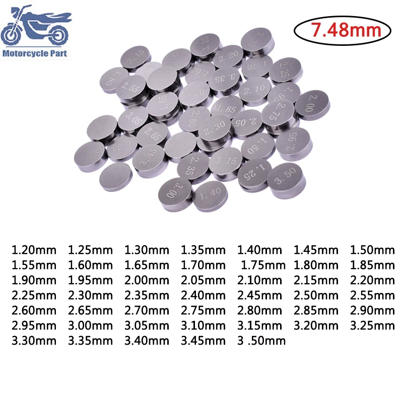 

Motorcycle Diameter 7.48mm Adjustable Complete Valve Pad Shim Kit For Honda Suzuki Yamaha Kawasaki 1.2-3.5 1.225-3.475 #c