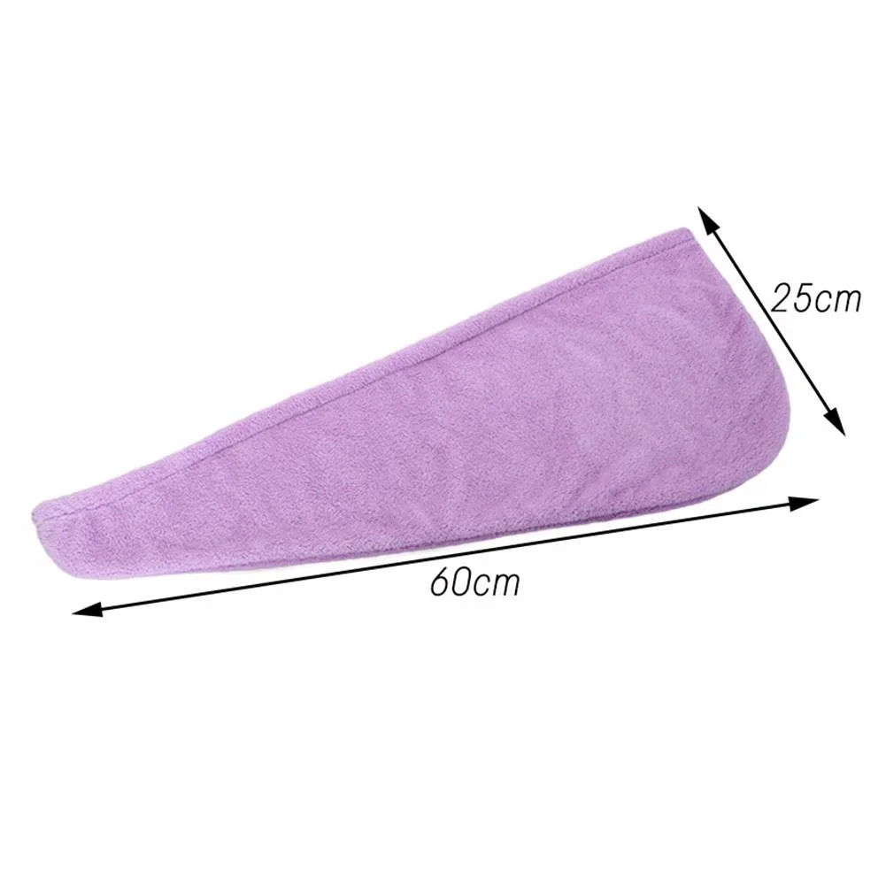 Serviette de cheveux en microfibre pour femmes, bonnet de douche Super absorbant, serviette avec bouton, séchage rapide, bonnet de cheveux doux et sec