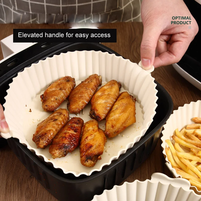 Silicone Air Fryer Baking Tray Reusable Baking Basket Grill Pan Food-grade Non-stick Fryers  Baking Pan Kitchen Accessories