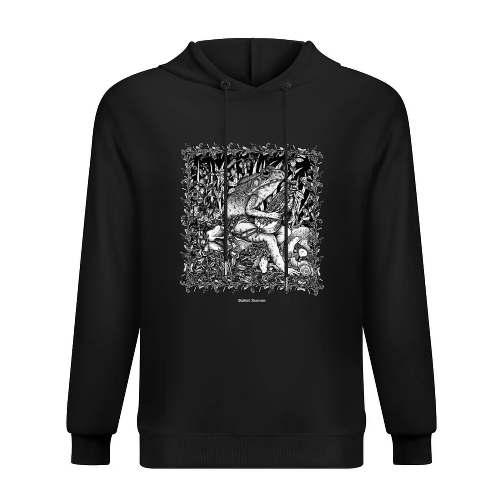 Frosch mit Hurdygurdy (auf Schwarz) Hoodie Herrenbekleidung Winterkleidung Herrenbekleidung Herrenmantel japanischer Hoodie