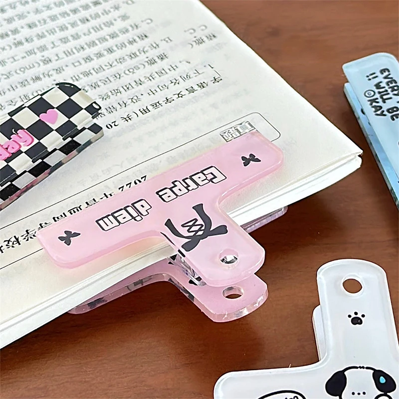 Clipes acrílicos multifuncionais, Cute Simple Handbook Storage Tools Papel de teste Pasta de Clipe de Cauda Longa
