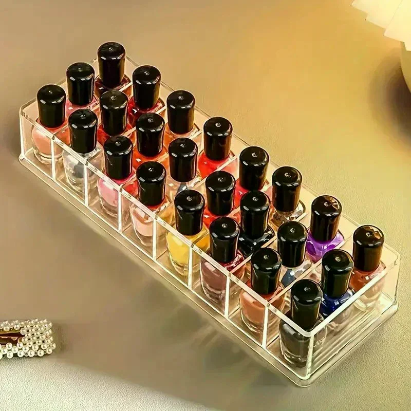 /YOV/Nail Polish Organizer Wearable Nail Display Acrylic Boxes Clear Drawer Organizers Case 8 Compartments