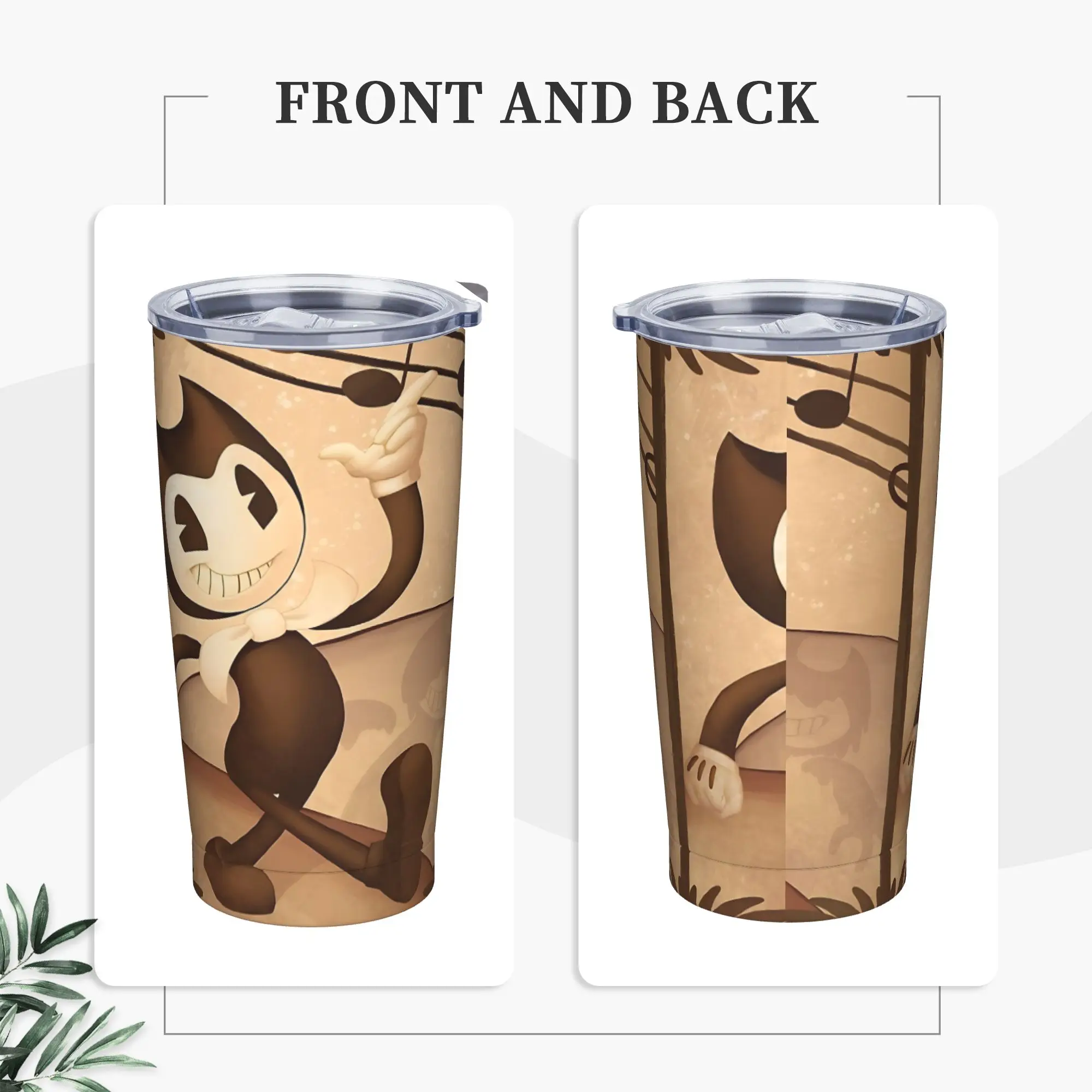Bendy and the Dark Revival Tumbler Vacuum Insulated Horror Game Coffee Cups Stainless Steel Outdoor Mugs Water Bottle, 20oz
