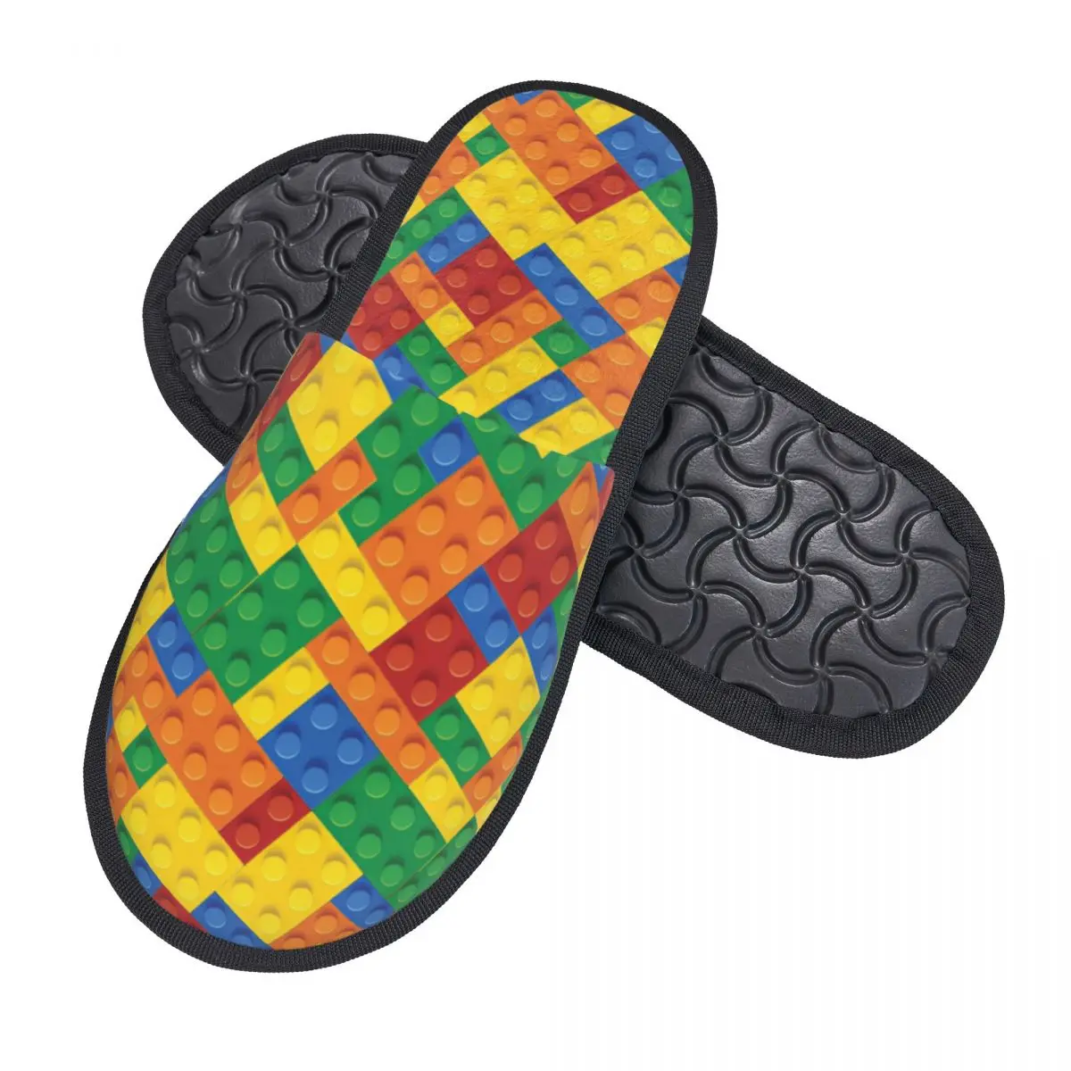 Custom Building Blocks Diagonal Pattern House Slippers Women Soft Memory Foam Shoes Comfy Warm Anti-Skid Slipper