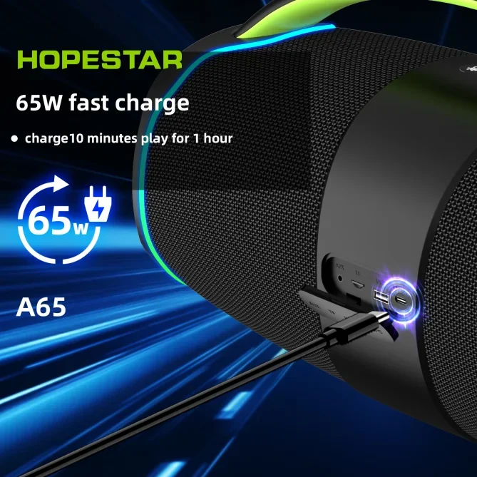 Hopestar  Outdoor Portable Subwoofer Wireless Speaker A65  Bluetooth Speaker Connectivity  Parties With Handle Colorful