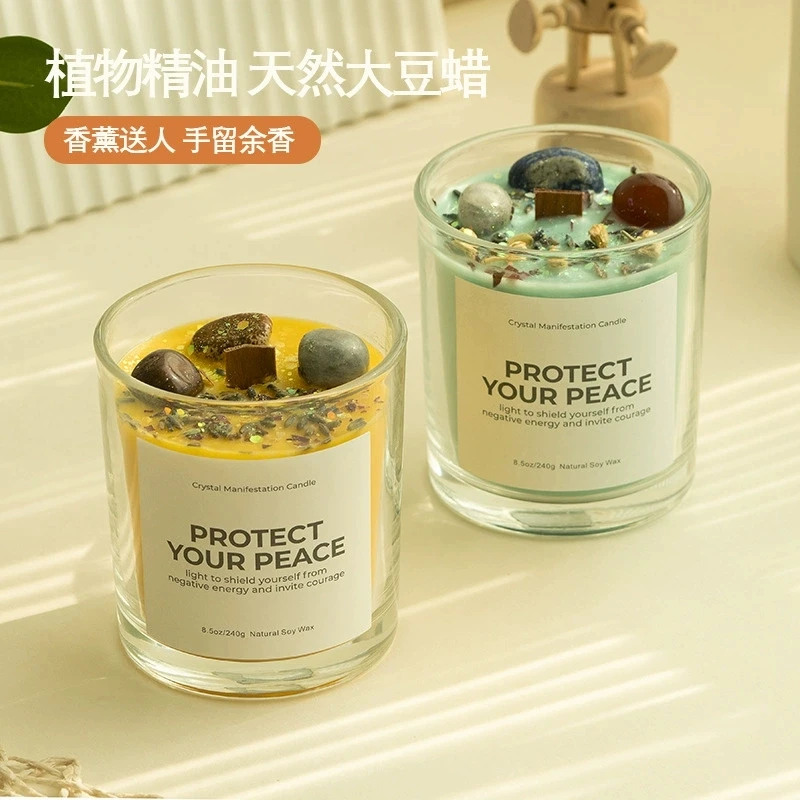 قطعة واحدة من شمعة زجاجية مقطوعة بالكريستال، هدية معطرة من شمع الصويا الرومانسي لعيد الميلاد وديكور المنزل، هدية فاخرة للضيوف