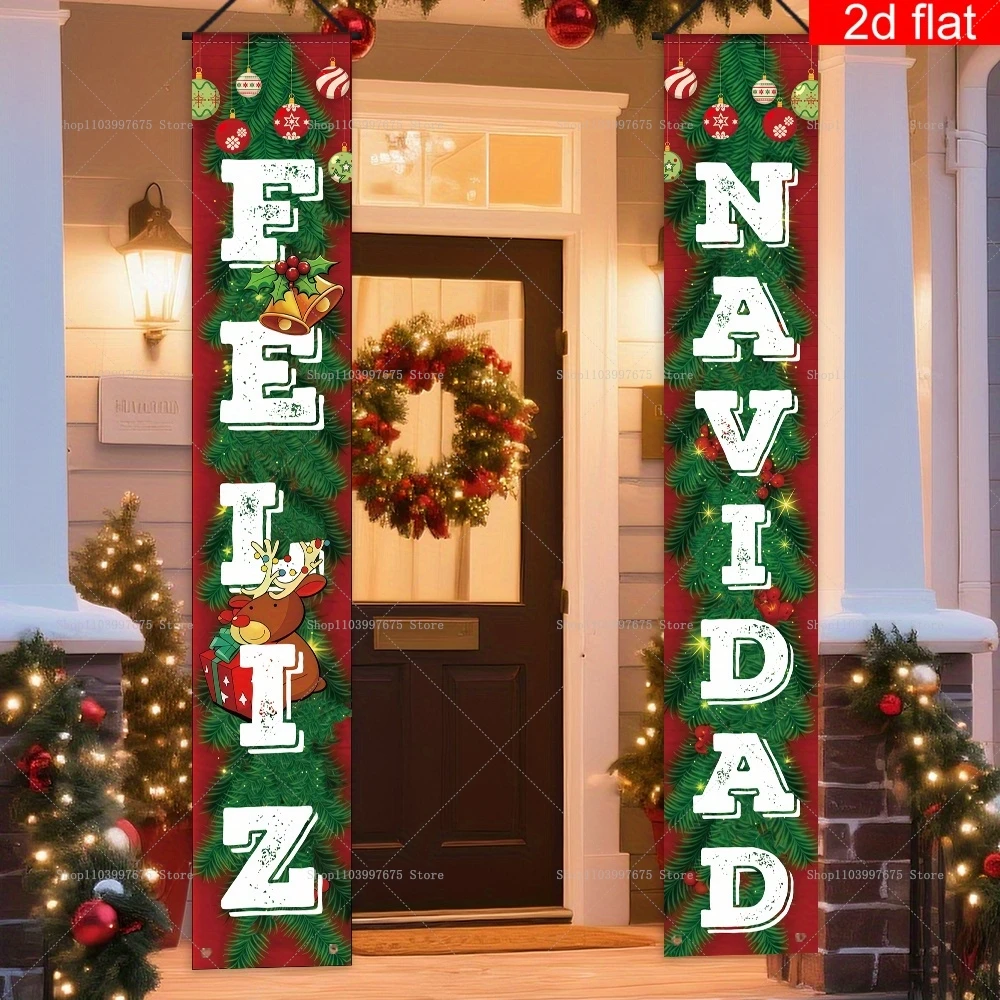 Banners españoles de Feliz Navidad, decoración de fiesta de Navidad de Año Nuevo, coplas, carteles de porche para interior y exterior, pancartas colgantes de pared para porche