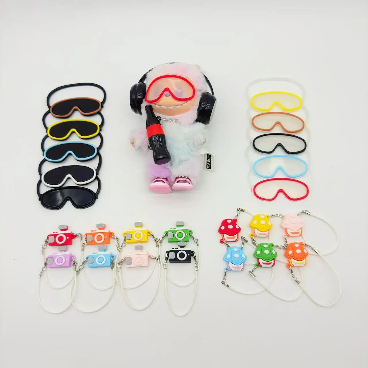 

The 1st 2nd And 3rd Generation Labubu Pendant Clothes Cotton Doll Pendant Camera Cartoon Plush Doll Glasses Sunglasses
