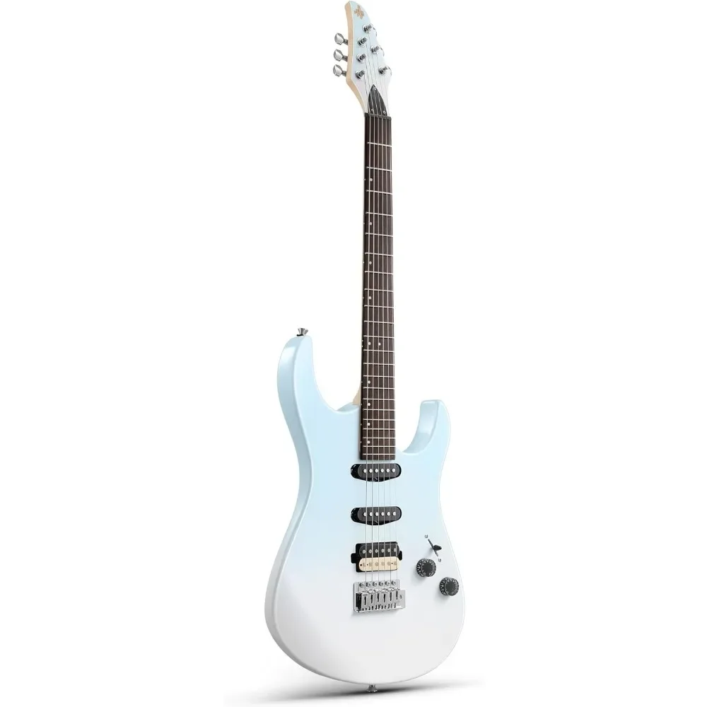 Donner DMT-66 39 pulgadas Guitarra Eléctrica Tamaño Principiantes Completo, Kit Guitarra Eléctrica con Funda Azul Degradado