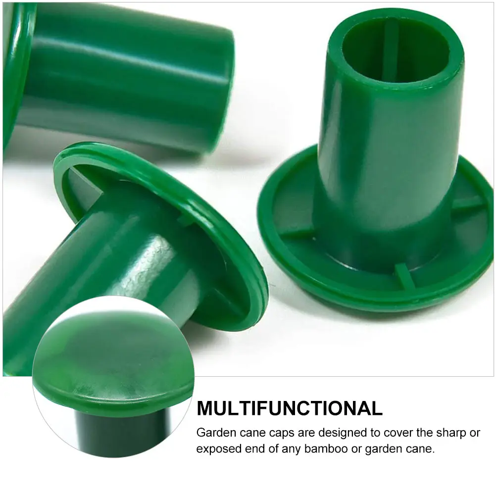 

50pcs Bamboo Pole Protective Covers Green Plastic Cane Caps Toppers Fence Protector Durable Garden Cane Protectors Lightweight