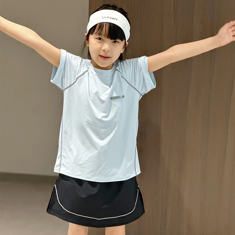 Быстросохнущая спортивная футболка для мальчиков и девочек, одежда для детей от 2 до 12 13 лет, летняя детская спортивная одежда, розовая, синяя детская футболка с беговым шлейфом