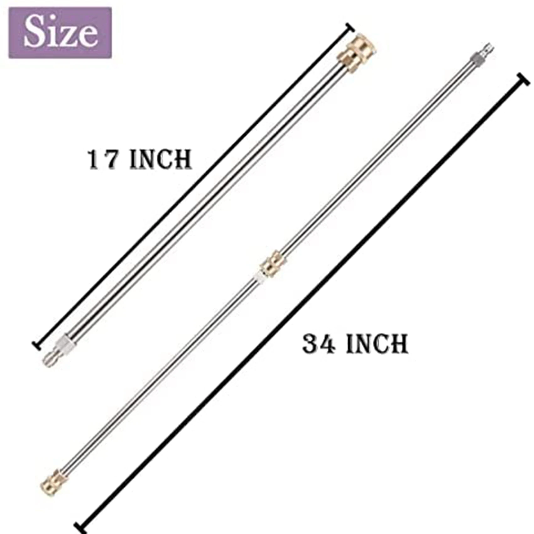 Power Washer Extension Wand 17 Inch Stainless Steel Pressure Washer Lance with 1/4 Inch Quick Connect 2 Pack