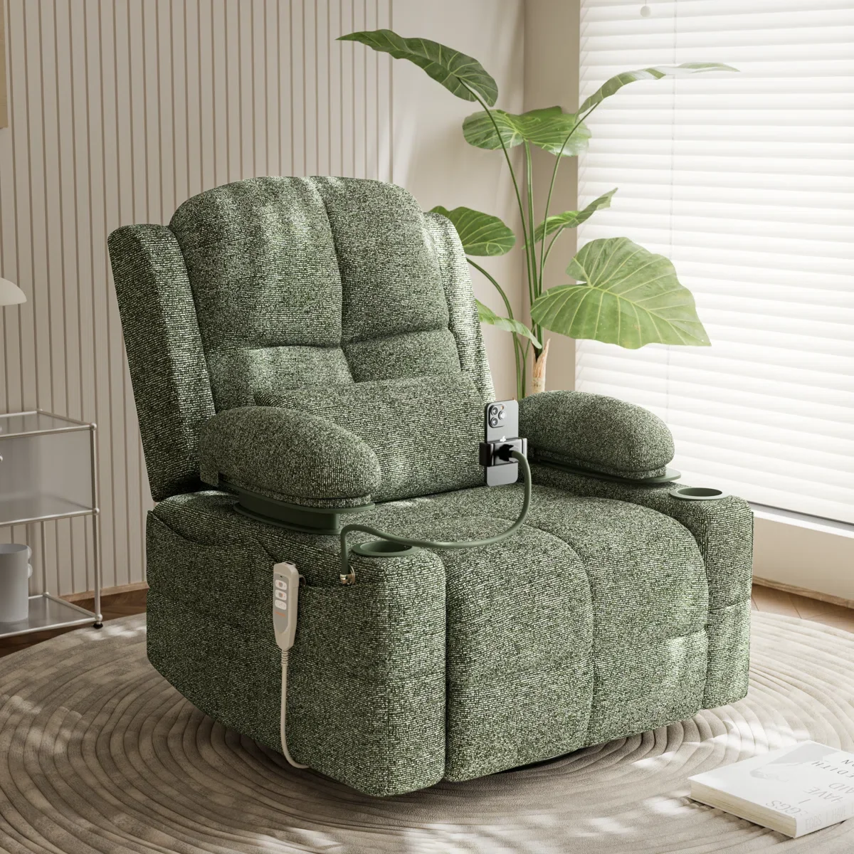 

Детское кресло с поворотным креслом из искусственной кожи, планер для грудного вскармливания с боковыми карманами для кормления и гостиной (MOSS)