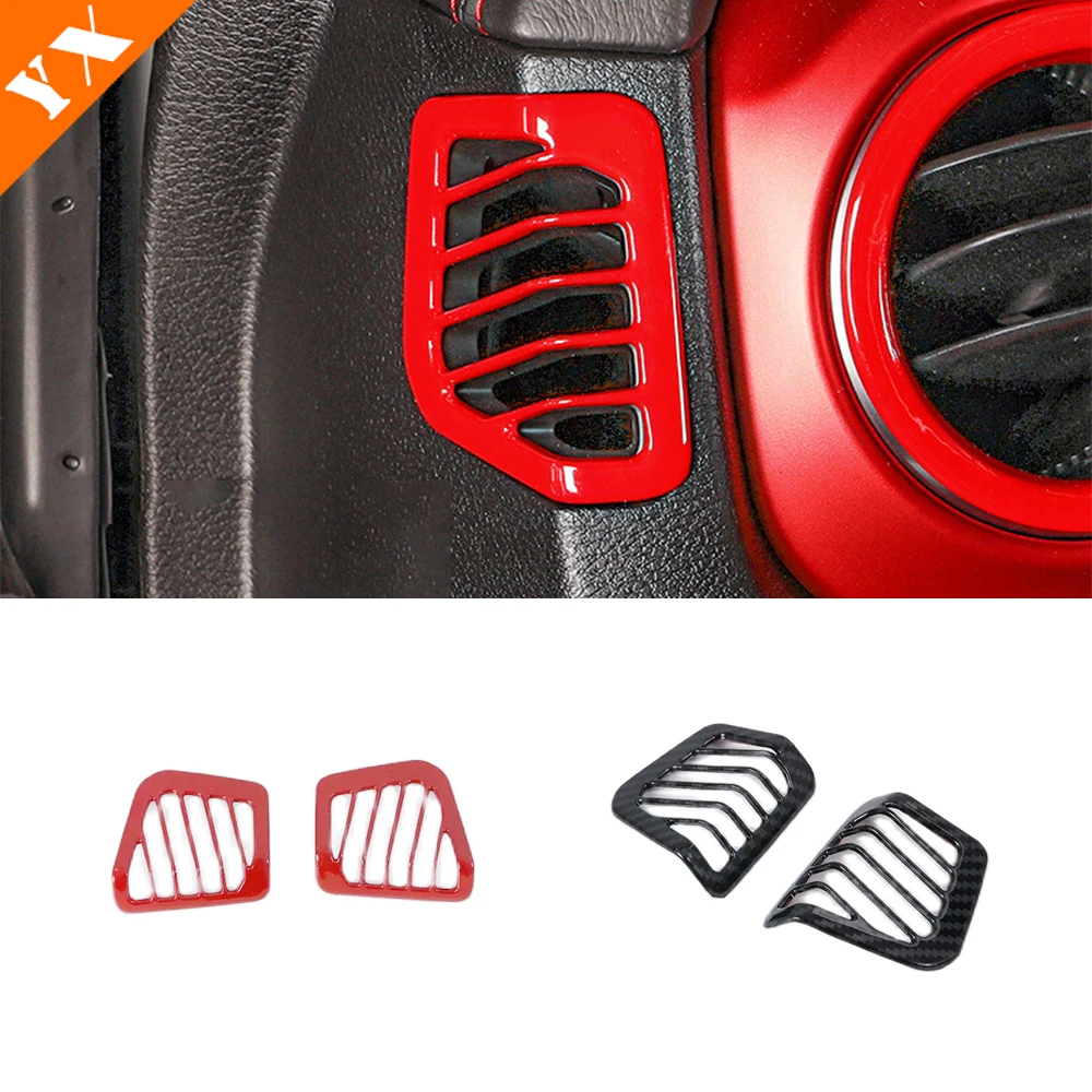 

Carbon Red Look Trim For Jeep Wrangler JL Accessories 2018-2021 Car Left Right Air Conditioner Outlet AC Vents Garnish Cover