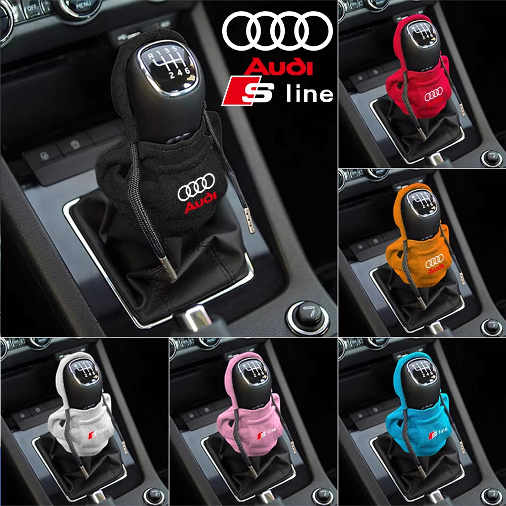 Hoodie Auto Gear Shift Lever Cover Sweatshirt Gearshift Cover Change Lever Knob Car Decorations for AUDI SLINE A4 A5 A6 Q7 Q8 Q2