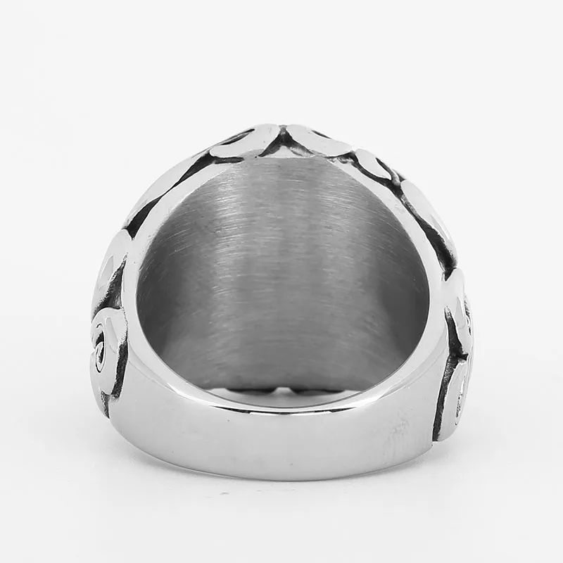 Good Polished Dropshipping Fashion 2023 New Stainless Steel Pattern With Stone Ring For Man Women Party Couple Gift