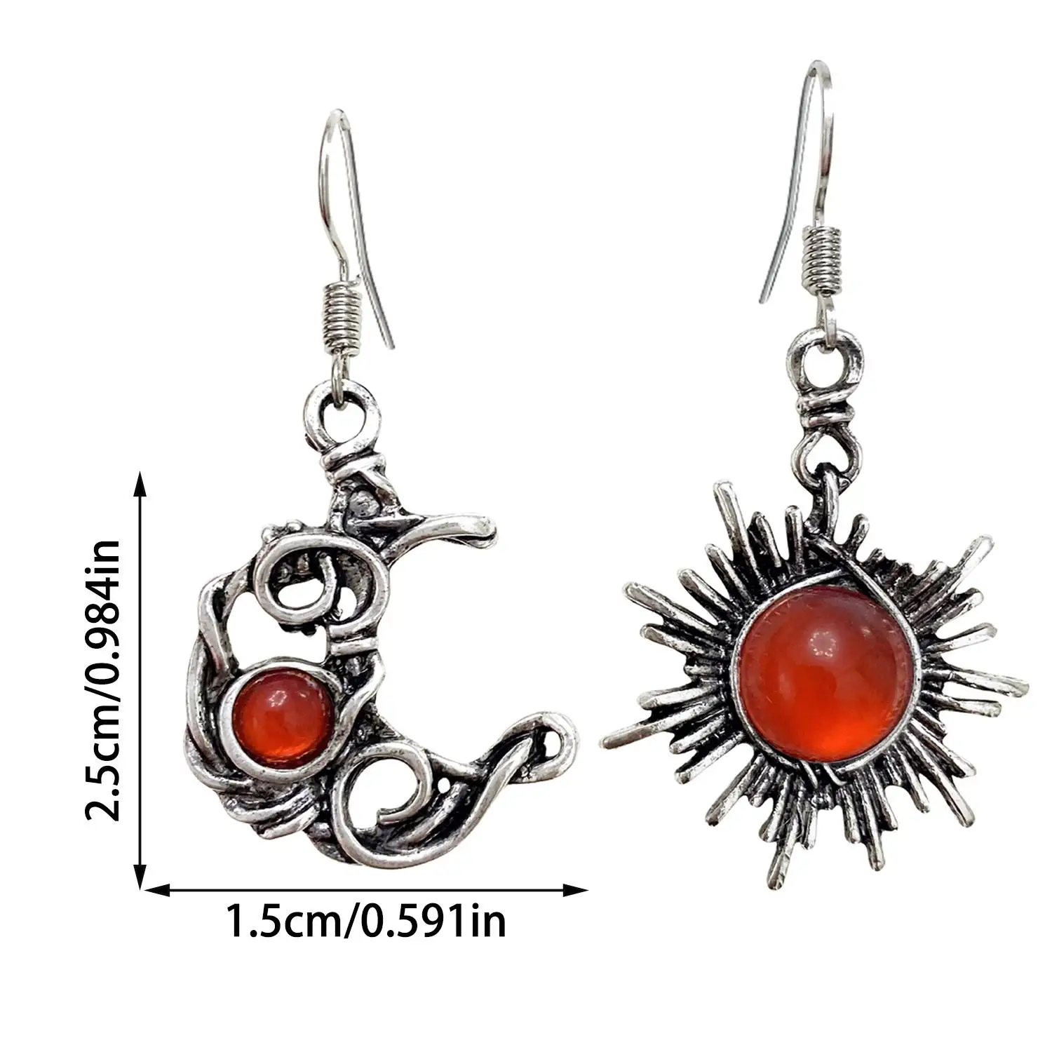 Fashion Bohemia Sun And Moon Earrings Round Crystal Asymmetric Drop Earrings Gothic Creative Design Women Female Boho Jewelry