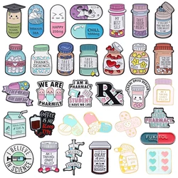 Medical Series Enamel Pins Creative Capsule Pill Syringe Metal Brooch Lapel Badge Jewelry Gifts For Doctor Nurse Medical Student