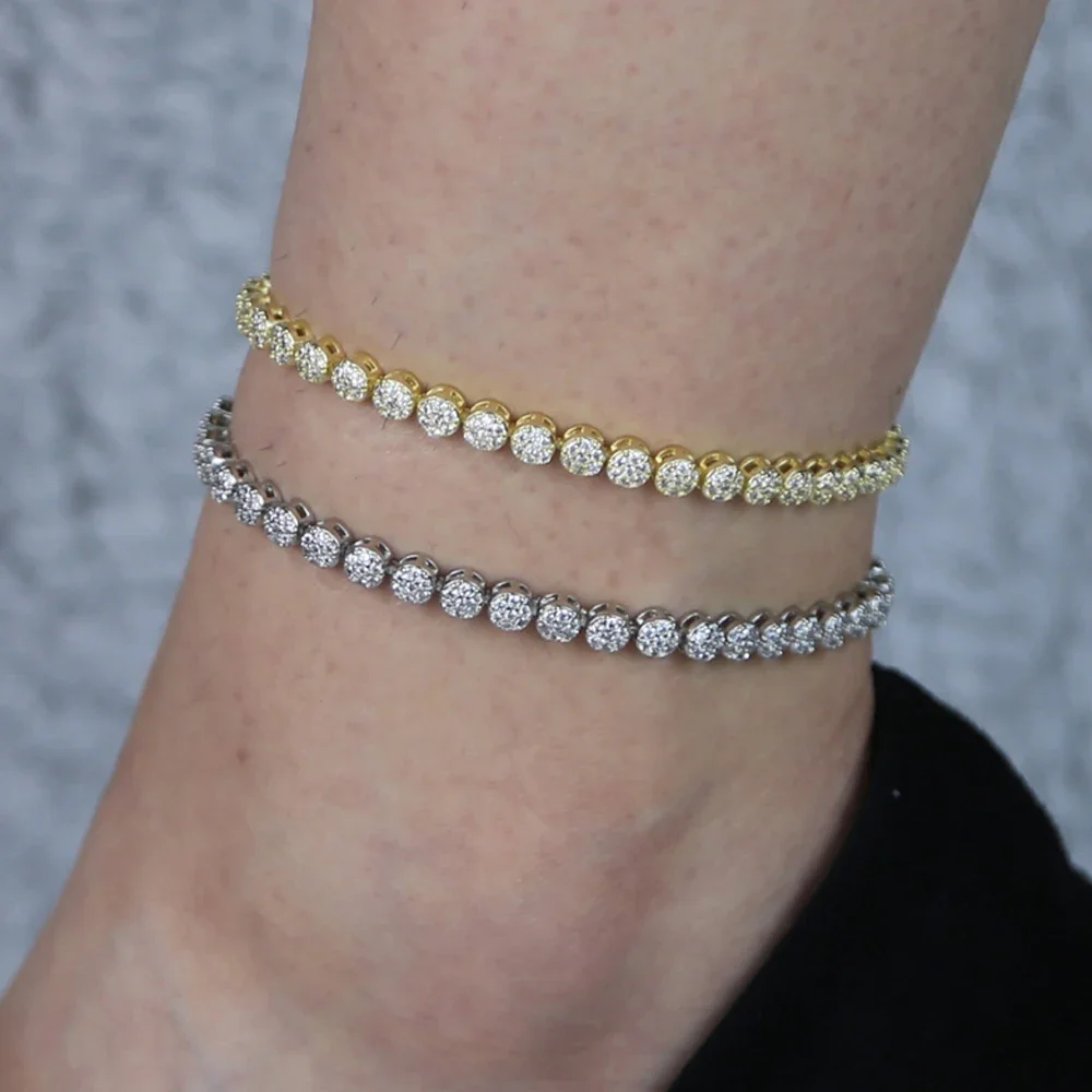 2025 Sparking New 5A Cubic Zirconia Cz Tennis Chain Anklet Hip Hop Foot Women Summer Iced Out Jewelry