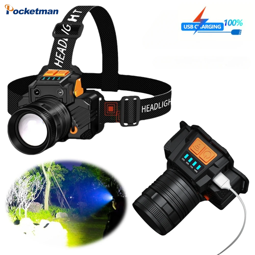 

LED Induction Headlamp Multifunctional Head Torch Waterproof Powerful Headlight Head Flashlight for Outdoor Emergency Lights