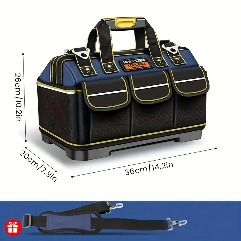 AIRAJ 16Inch Multi-Function Tool Bag Oxford Cloth Electrician Bag Multi-Pocket Waterproof Anti-Fall Professional Storage Bag