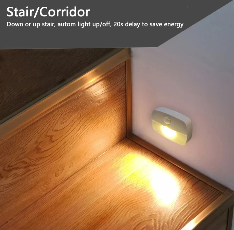 1Pcs LED Night Light Wireless PIR Motion Sensor Lights Corridor Closet Stair Room Lamps Energy Saving Night Lamp Smart Home